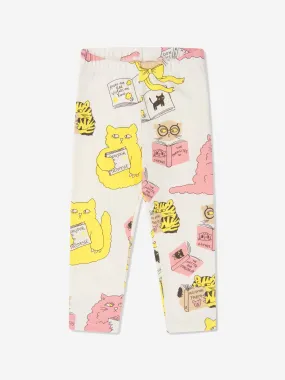 Mini Rodini Baby Girls Organic Cotton Cat Leggings In White