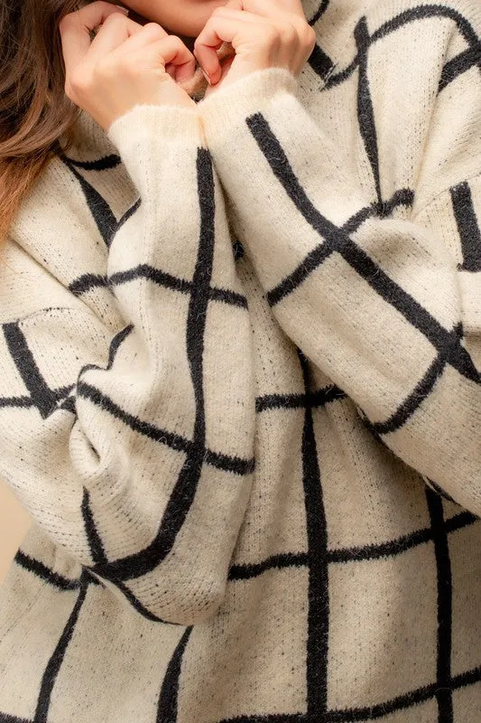 Oatmeal Grid Sweater
