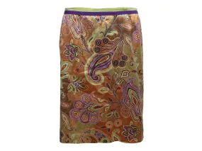 Orange & Multicolor Etro Paisley Print Pencil Skirt Size IT 46