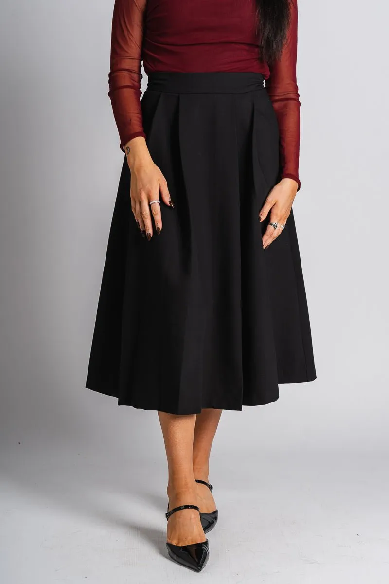 Pleated midi skirt black