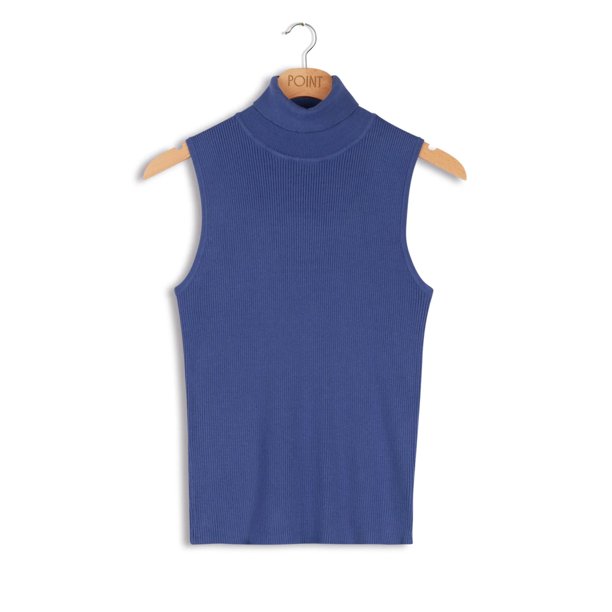 Point Sleeveless Ribbed Turtleneck