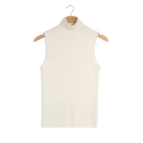 Point Sleeveless Ribbed Turtleneck