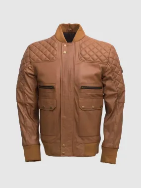 Quilted Tan Bomber Jacket
