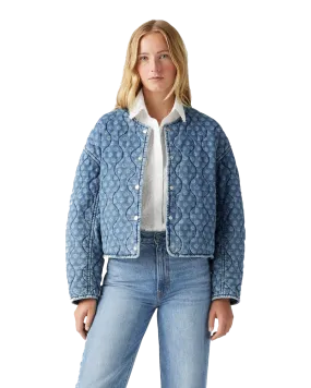 Rumer Quilted Liner Denim Jacket in Geo Denim