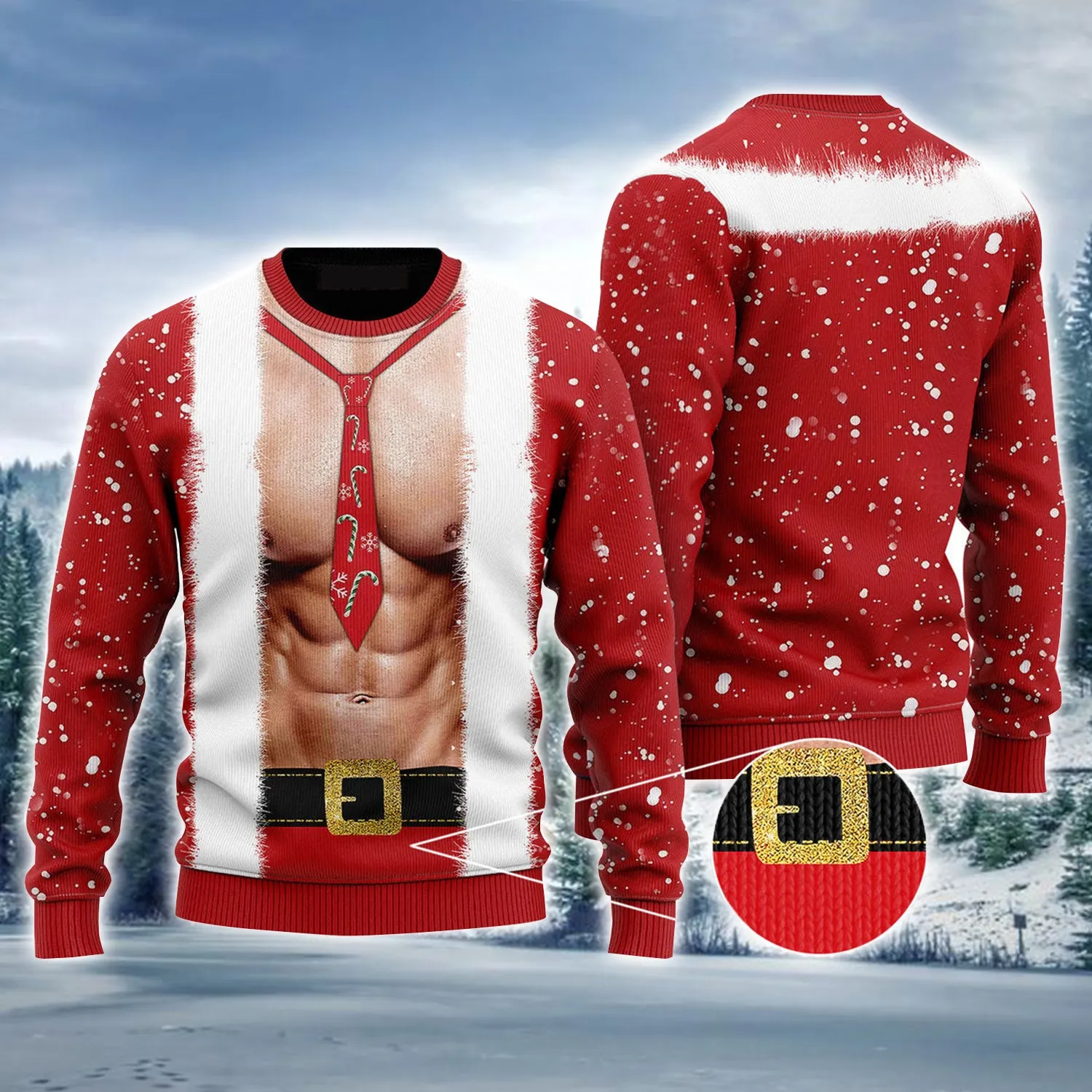 Santa Body Ugly Christmas Sweater, Snowflakes Christmas Ugly Sweater, Perfect Shirt for Christmas