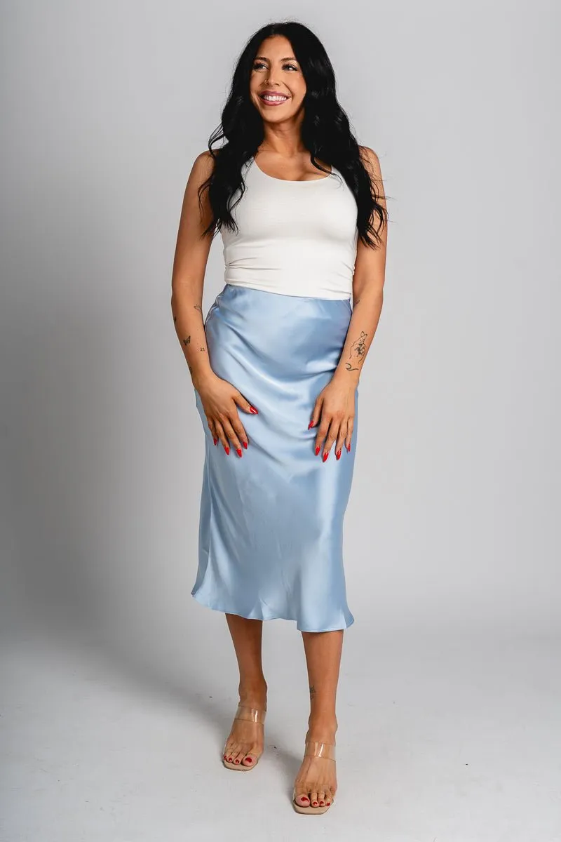 Satin midi skirt ice blue