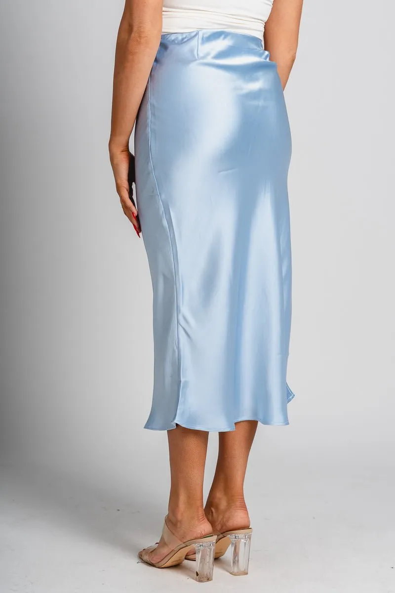Satin midi skirt ice blue