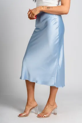 Satin midi skirt ice blue
