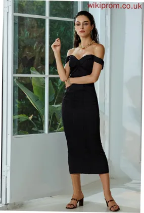 Sexy Off the Crepe Midi Dresses Dylan Bodycon Shoulder Club Dresses Stretch Sleeveless
