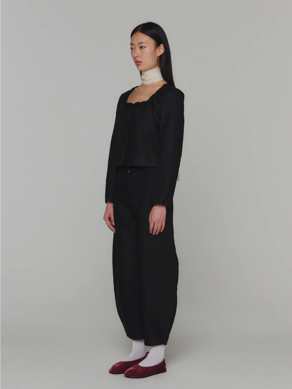 Sheer Padded Cropped Jacket Black