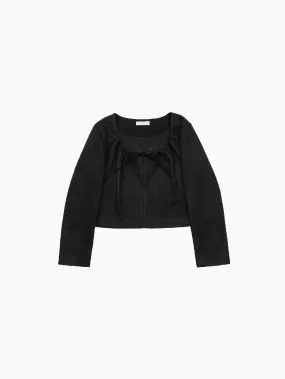 Sheer Padded Cropped Jacket Black