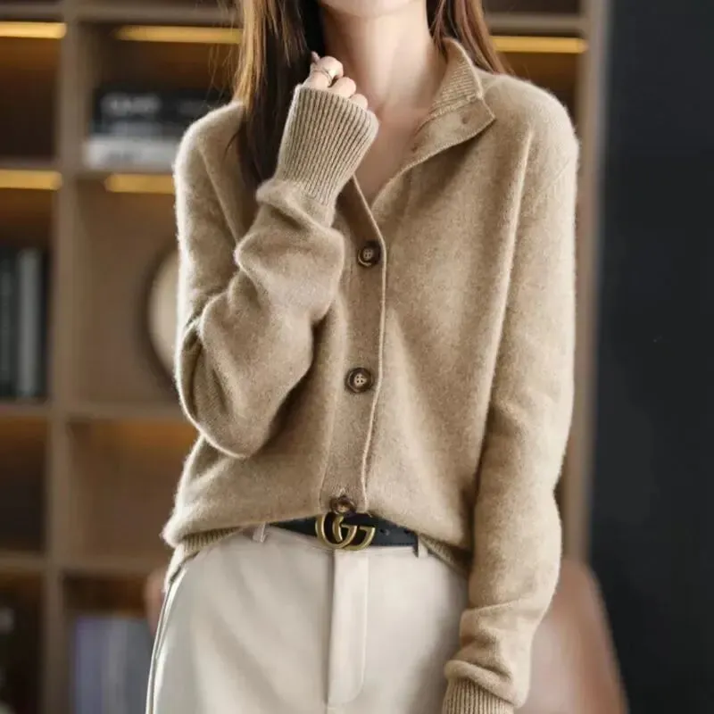 Short Coat Women's Sweater Retro Stand Collar Knitted