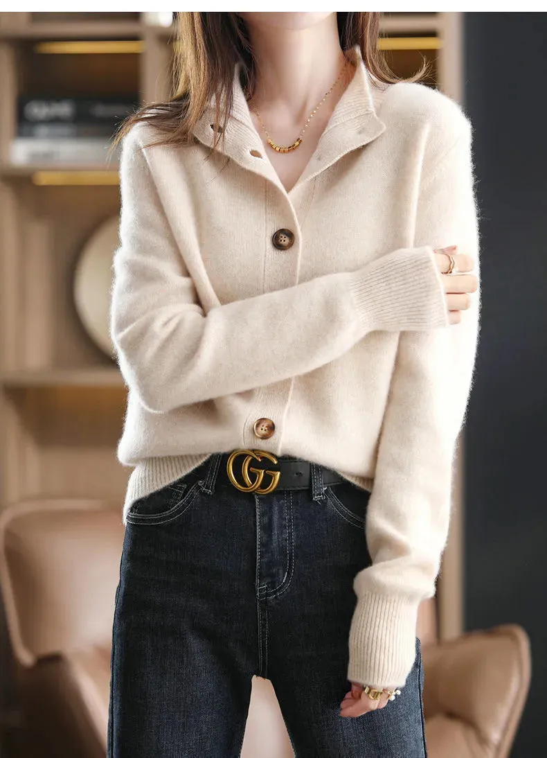 Short Coat Women's Sweater Retro Stand Collar Knitted