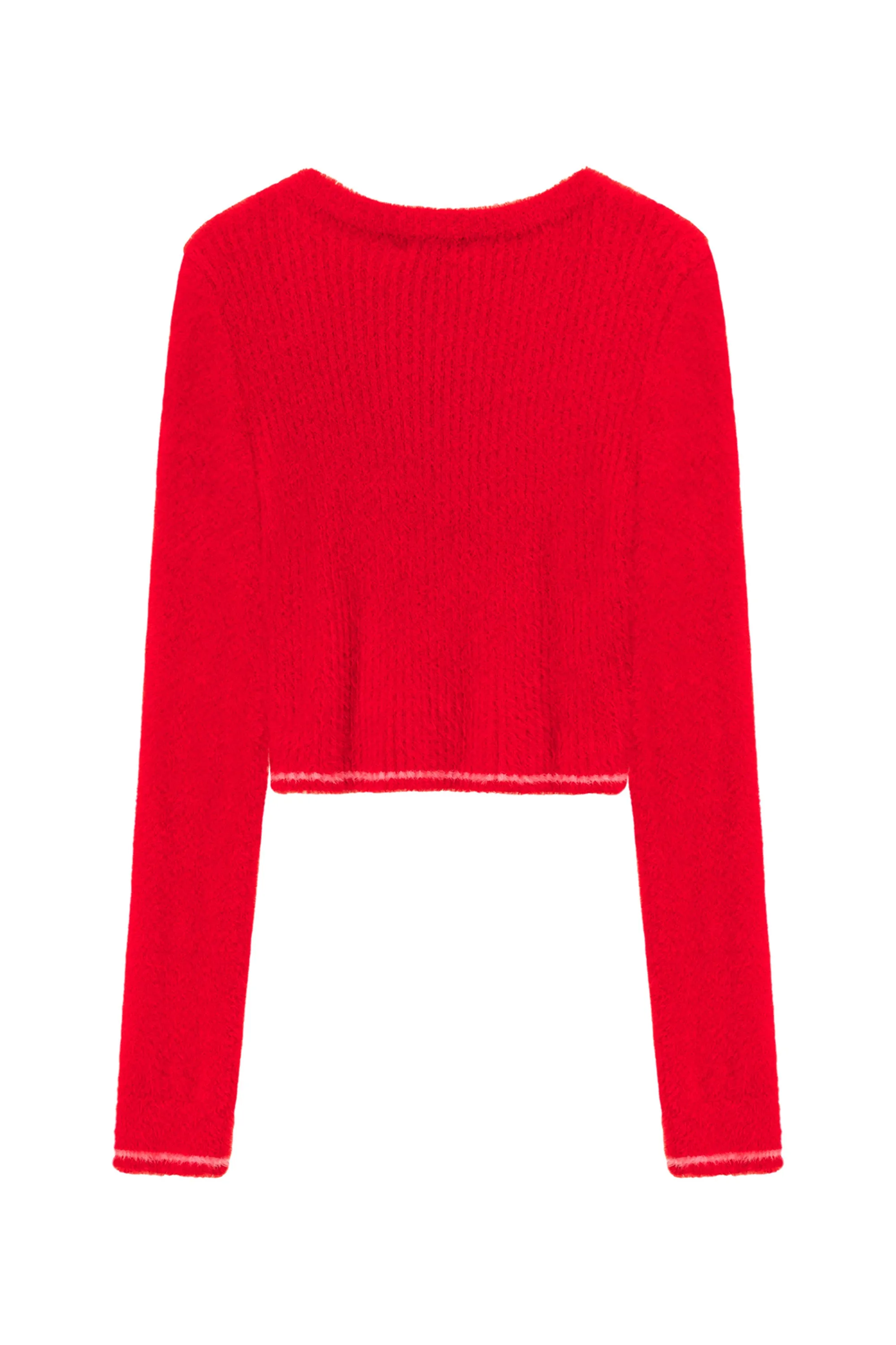 Slit Sleeves Button Crop Knit Sweater