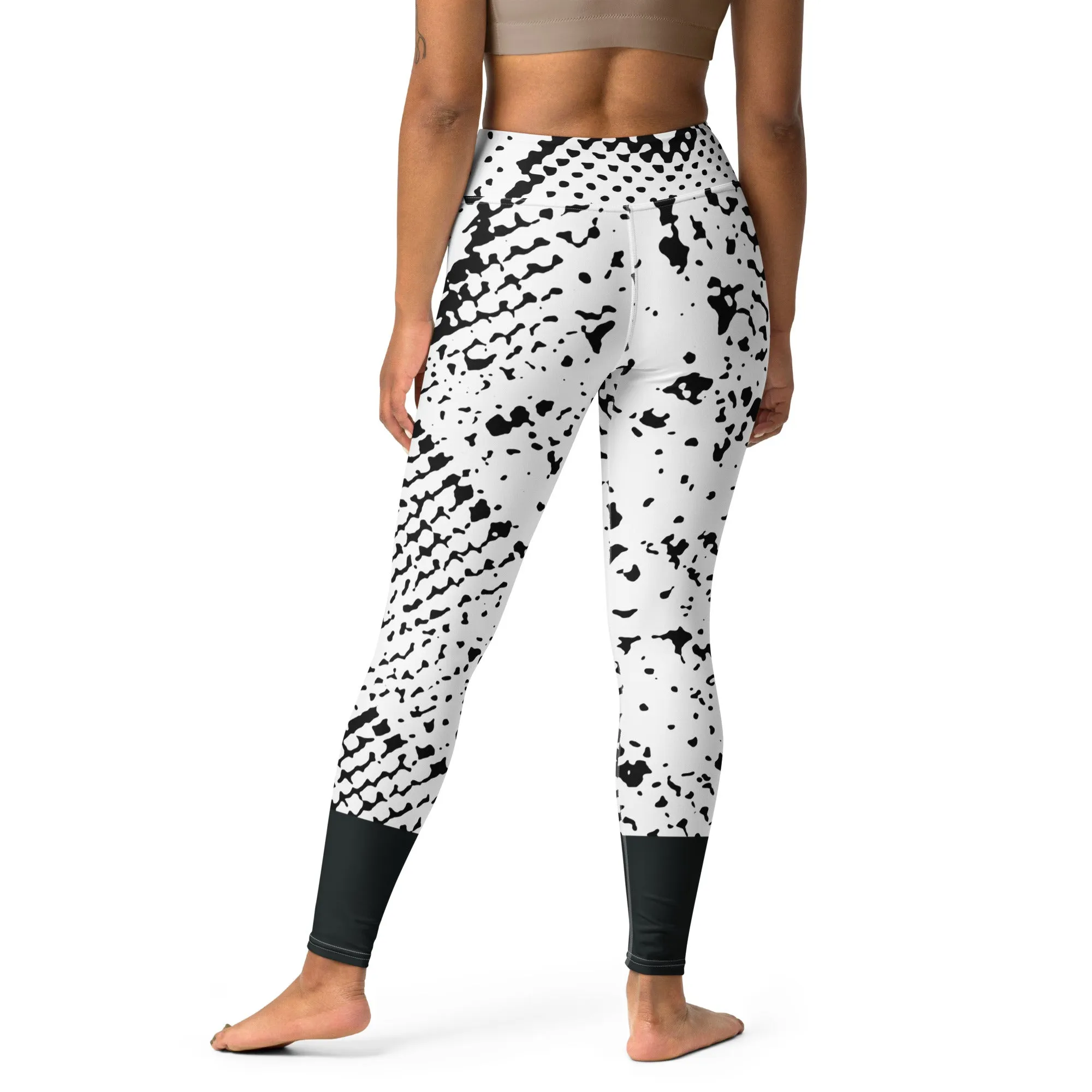 Snake Print Black Cuff Yoga Leggings, lioness-love