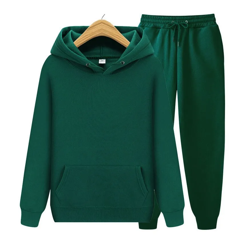 Solid Color Men's Hoodie & Pants Set
