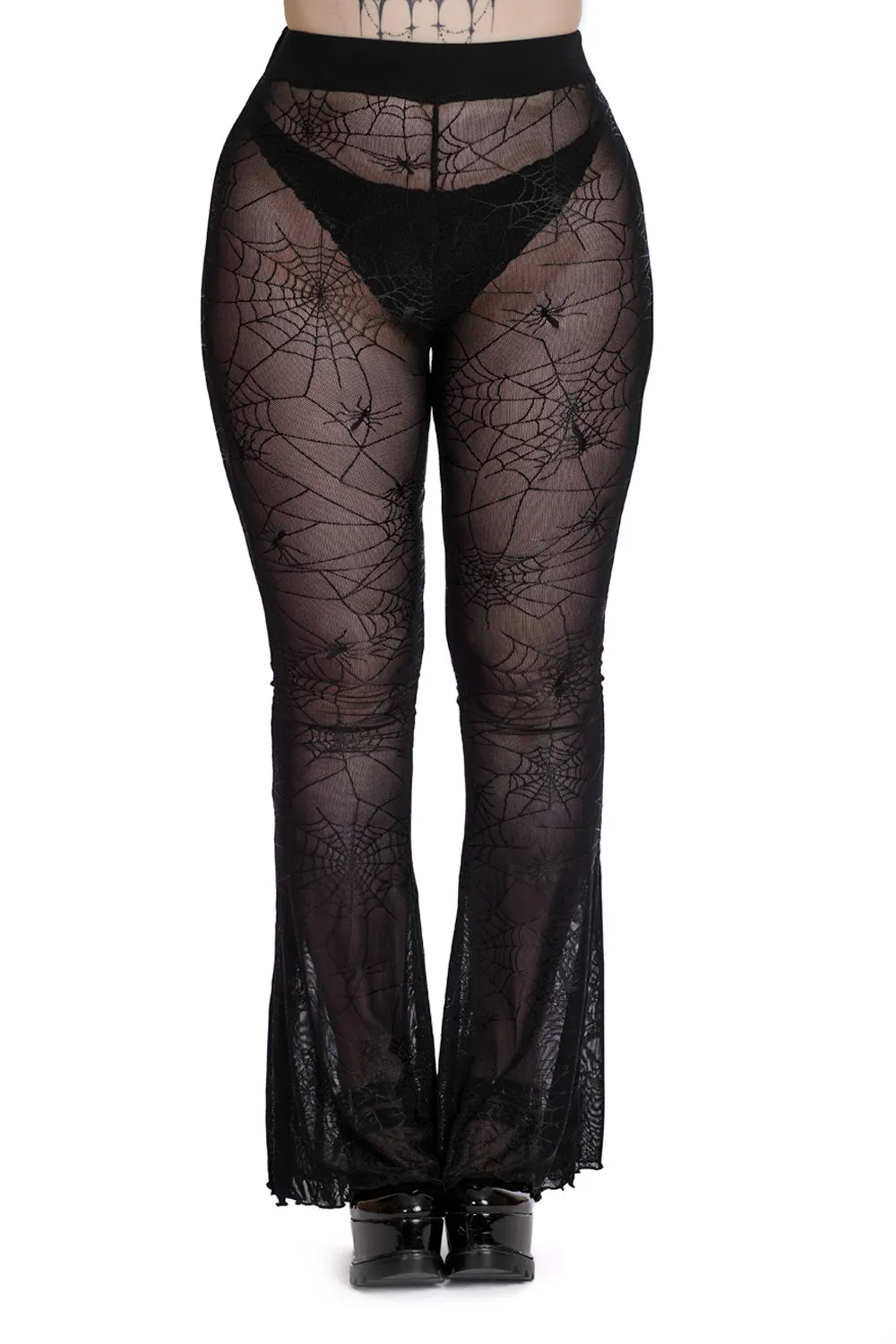 Spiderweb Mesh Flared Pants