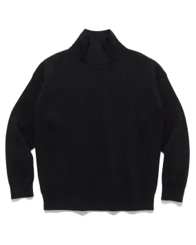 Super Fine Wool Rib Knit Turtle Black