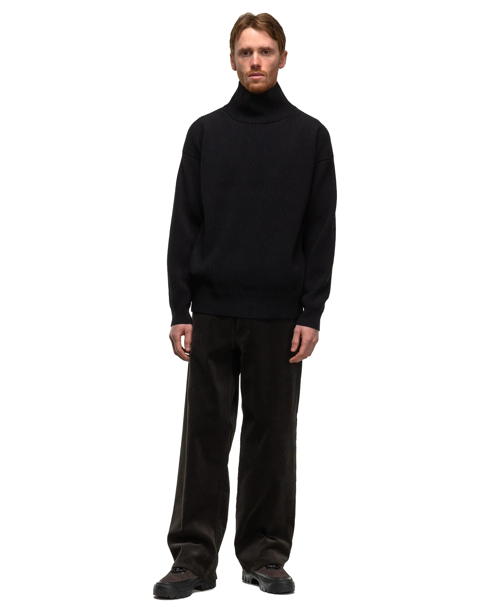 Super Fine Wool Rib Knit Turtle Black