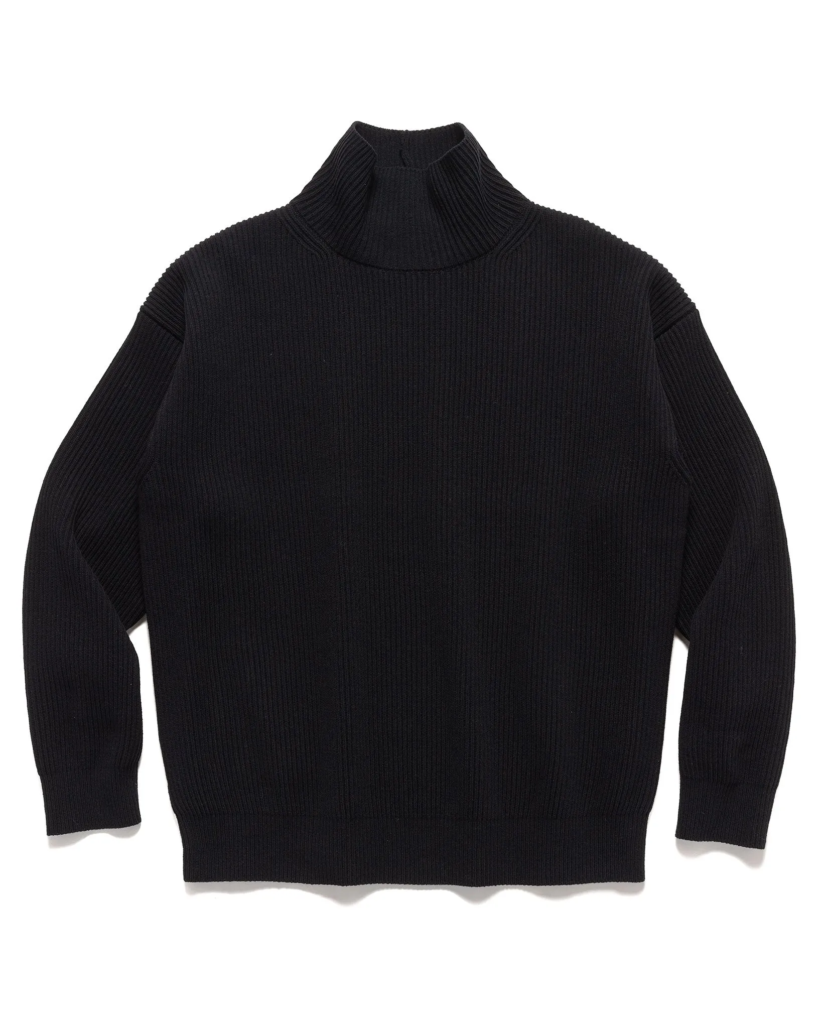Super Fine Wool Rib Knit Turtle Black
