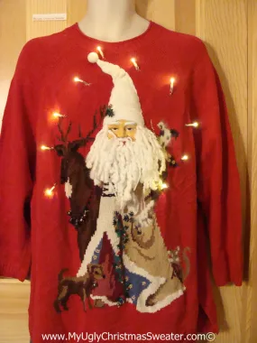 Tacky Ugly Christmas Sweater 3D Santa with Lights  (g97)