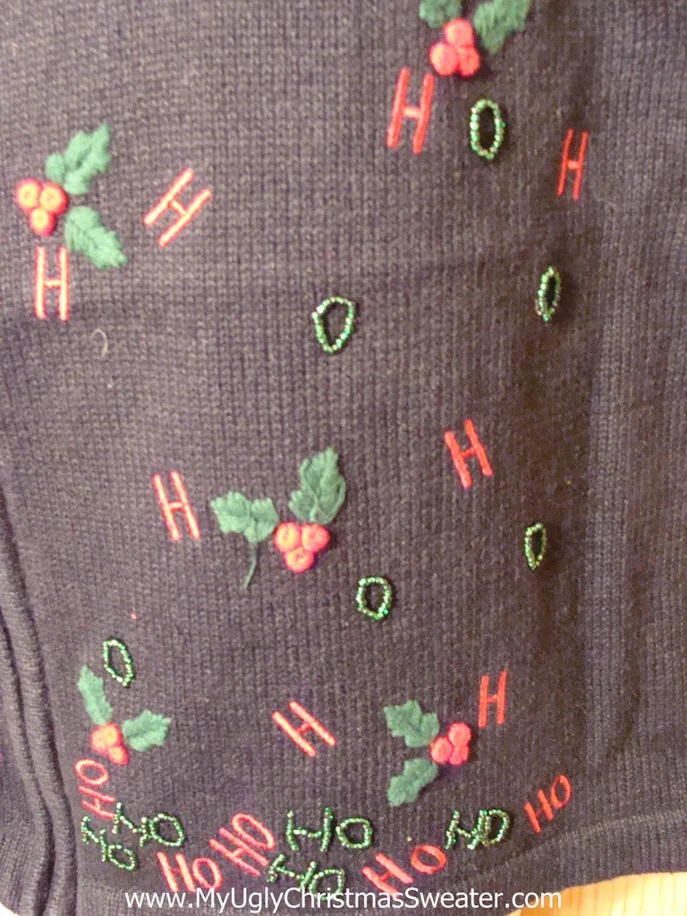 Tacky Ugly Christmas Sweater Vest with HoHoHo Ivy (f85)