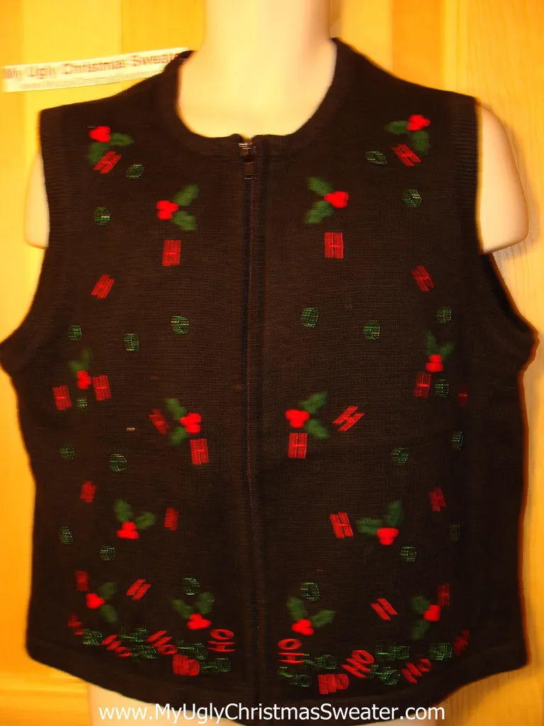 Tacky Ugly Christmas Sweater Vest with HoHoHo Ivy (f85)