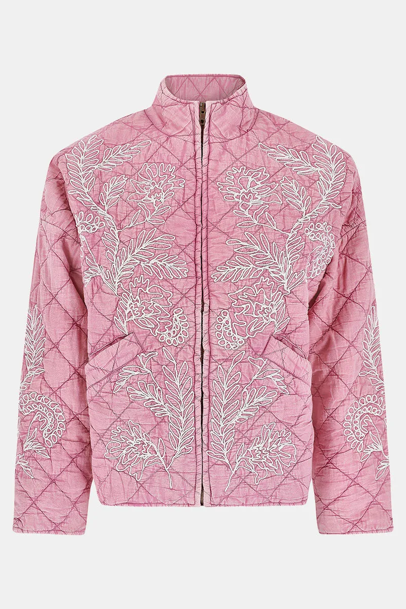 Tate Embroidered Quilt Jacket Pink