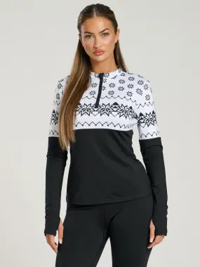 The 'Alps' half zip base layer in black and white