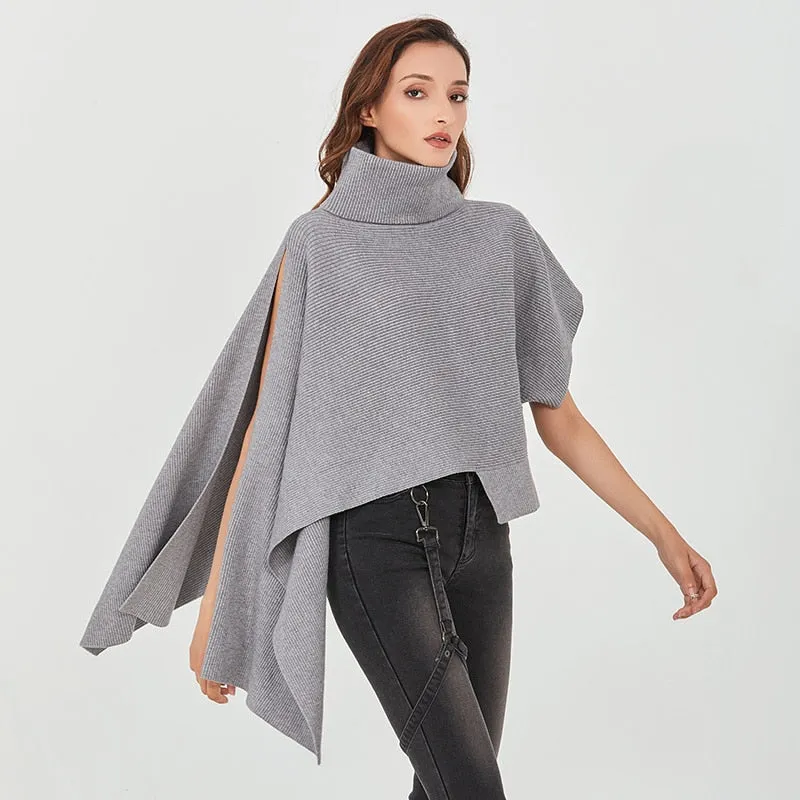 Turtleneck Batwing Short Sleeve Sweater