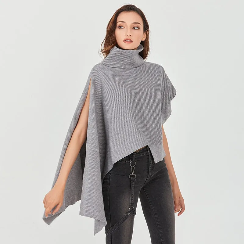 Turtleneck Batwing Short Sleeve Sweater