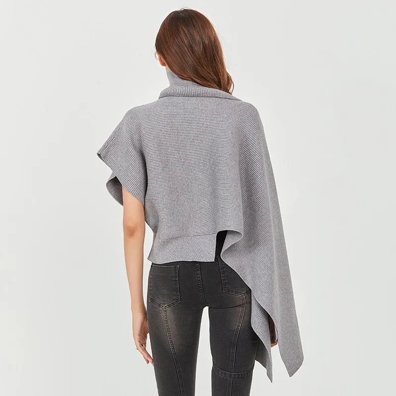 Turtleneck Batwing Short Sleeve Sweater