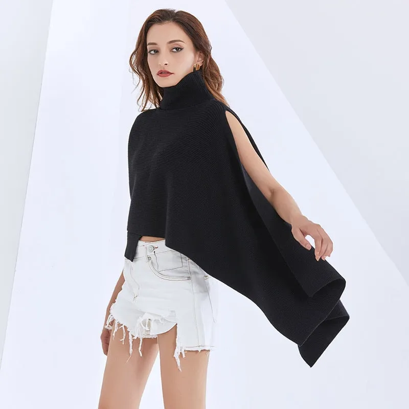 Turtleneck Batwing Short Sleeve Sweater