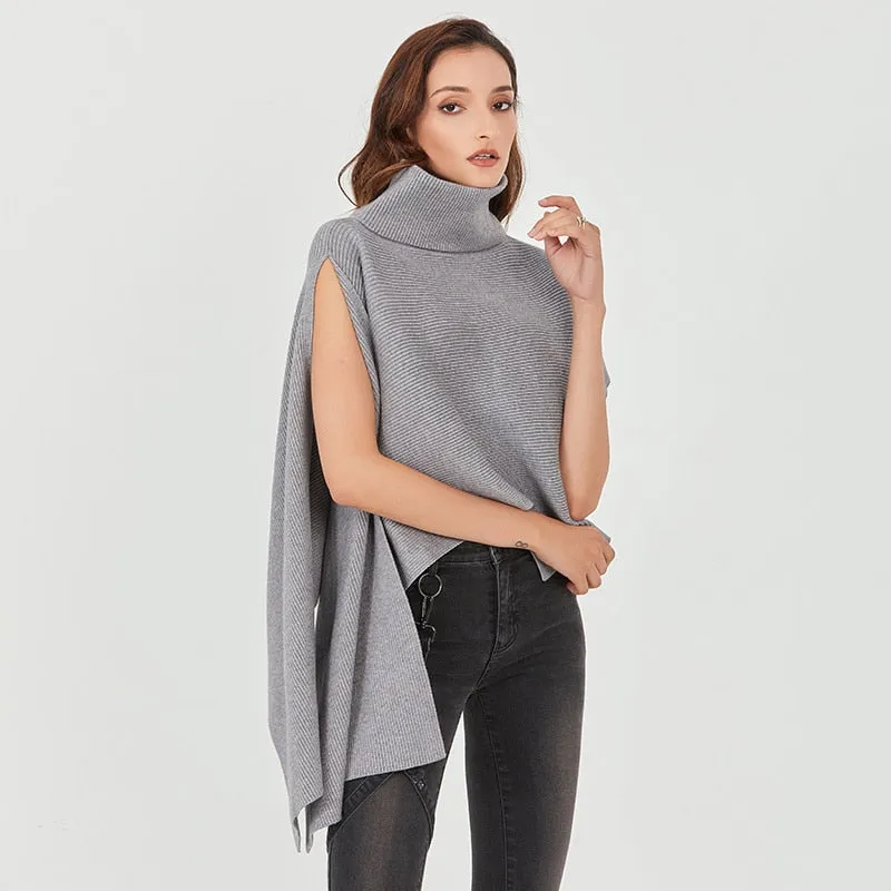 Turtleneck Batwing Short Sleeve Sweater