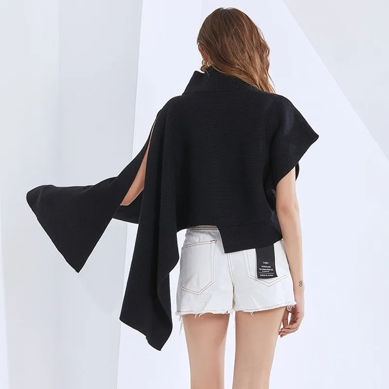 Turtleneck Batwing Short Sleeve Sweater