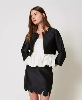 TWILL JACKET WITH BRODERIE ANGLAISE BY TWIN SET SPRING 25
