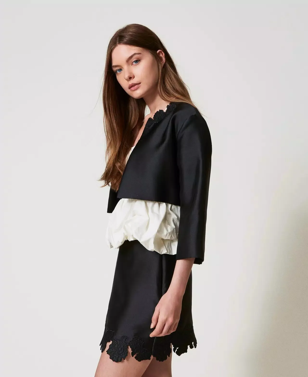 TWILL JACKET WITH BRODERIE ANGLAISE BY TWIN SET SPRING 25