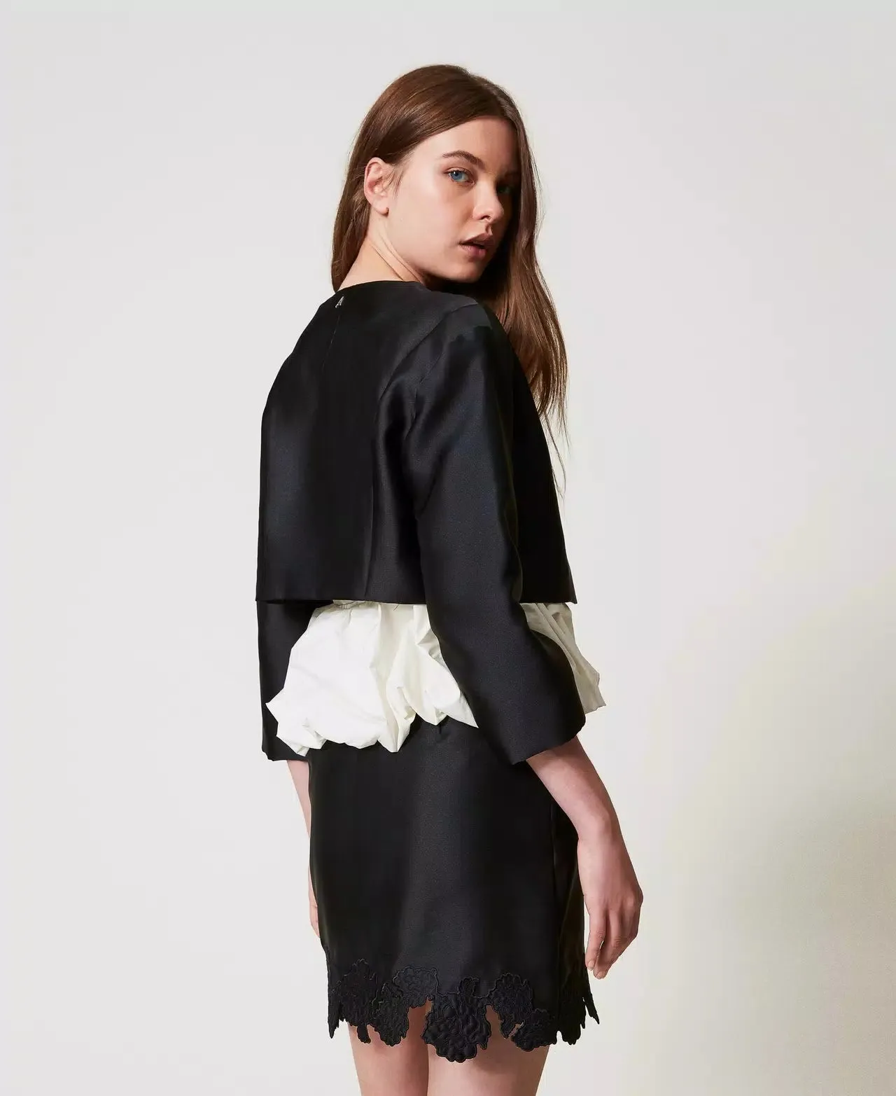 TWILL JACKET WITH BRODERIE ANGLAISE BY TWIN SET SPRING 25