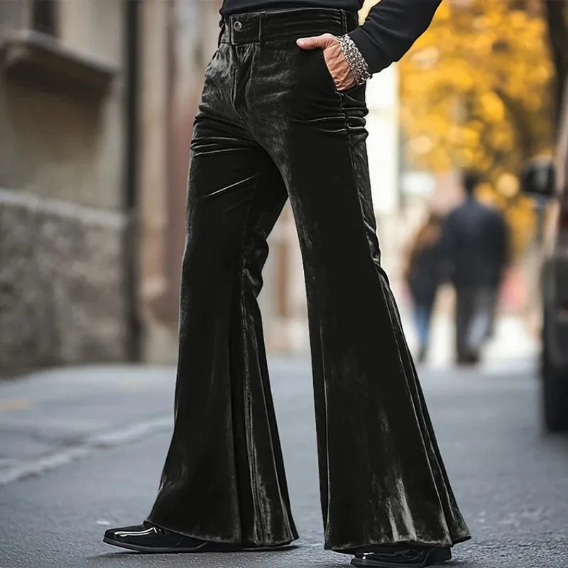 Velvet Inferno: Men’s Hippie Flared Pants – Vintage Wide-Leg Streetwear Stage Revival for 2025