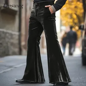 Velvet Inferno: Men’s Hippie Flared Pants – Vintage Wide-Leg Streetwear Stage Revival for 2025
