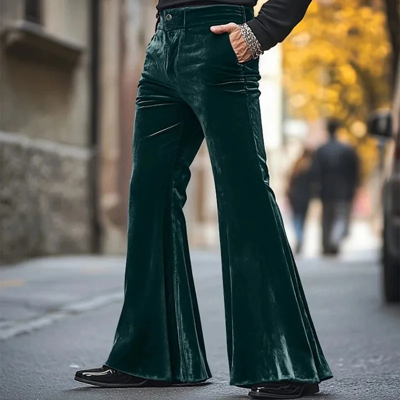 Velvet Inferno: Men’s Hippie Flared Pants – Vintage Wide-Leg Streetwear Stage Revival for 2025