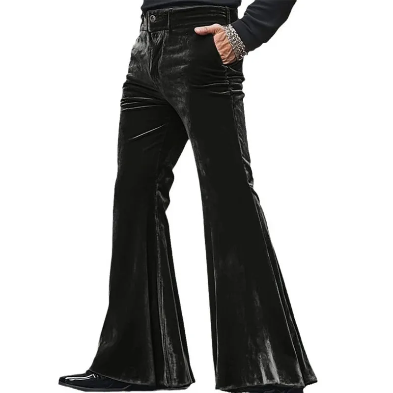 Velvet Inferno: Men’s Hippie Flared Pants – Vintage Wide-Leg Streetwear Stage Revival for 2025