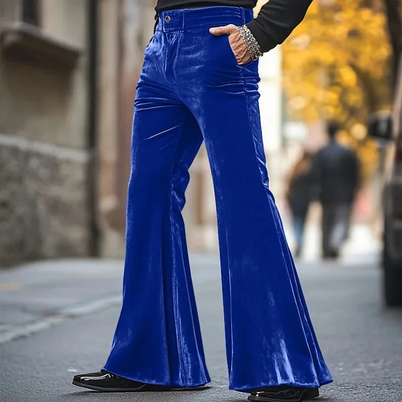 Velvet Inferno: Men’s Hippie Flared Pants – Vintage Wide-Leg Streetwear Stage Revival for 2025