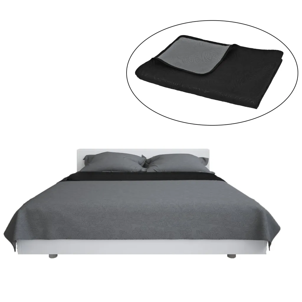 vidaXL Double-sided Quilted Bedspread 220x240 cm Grey and Black