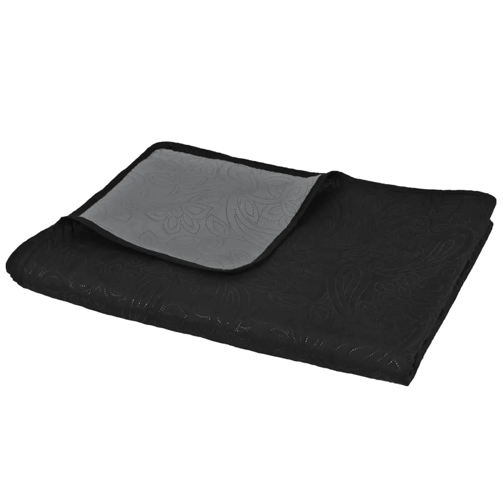vidaXL Double-sided Quilted Bedspread 220x240 cm Grey and Black