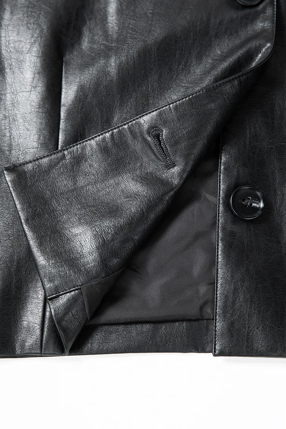 Vintage Cropped Black Faux Leather Blazer