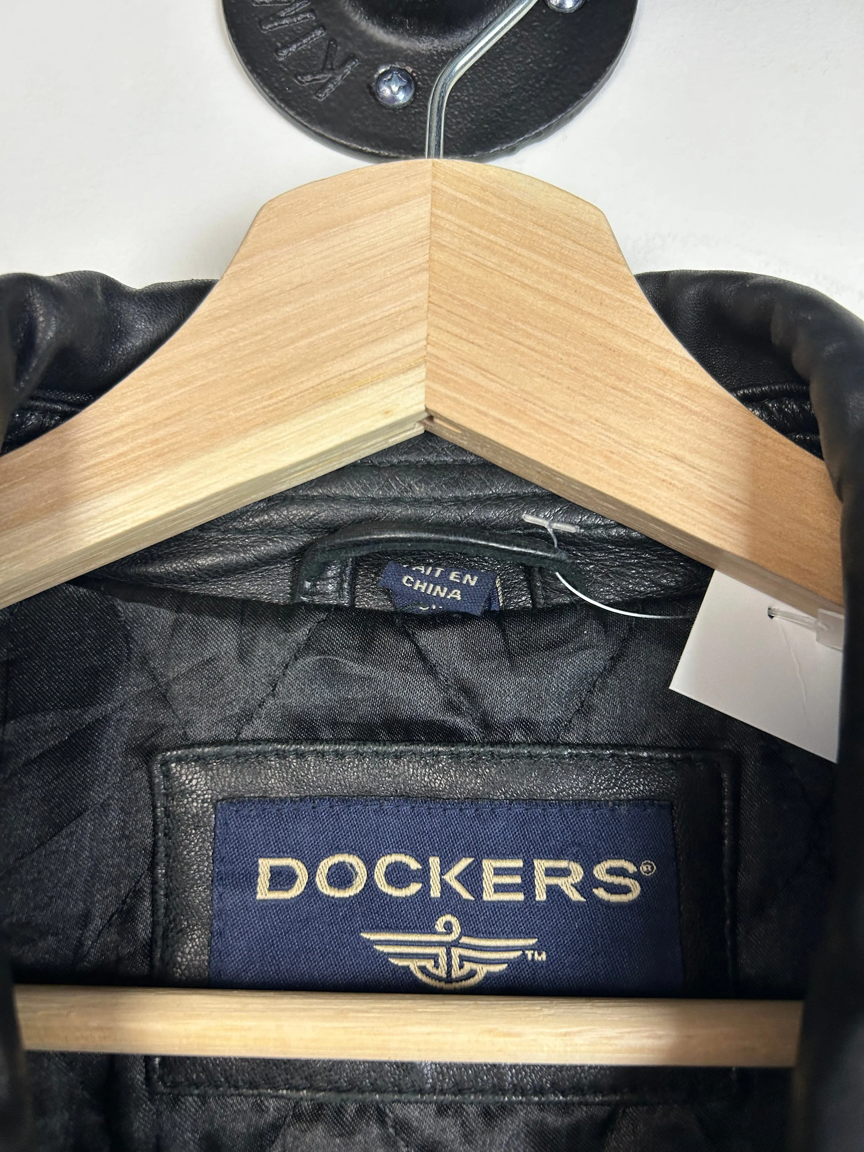 Vintage Dockers Black Leather Cropped Jacket