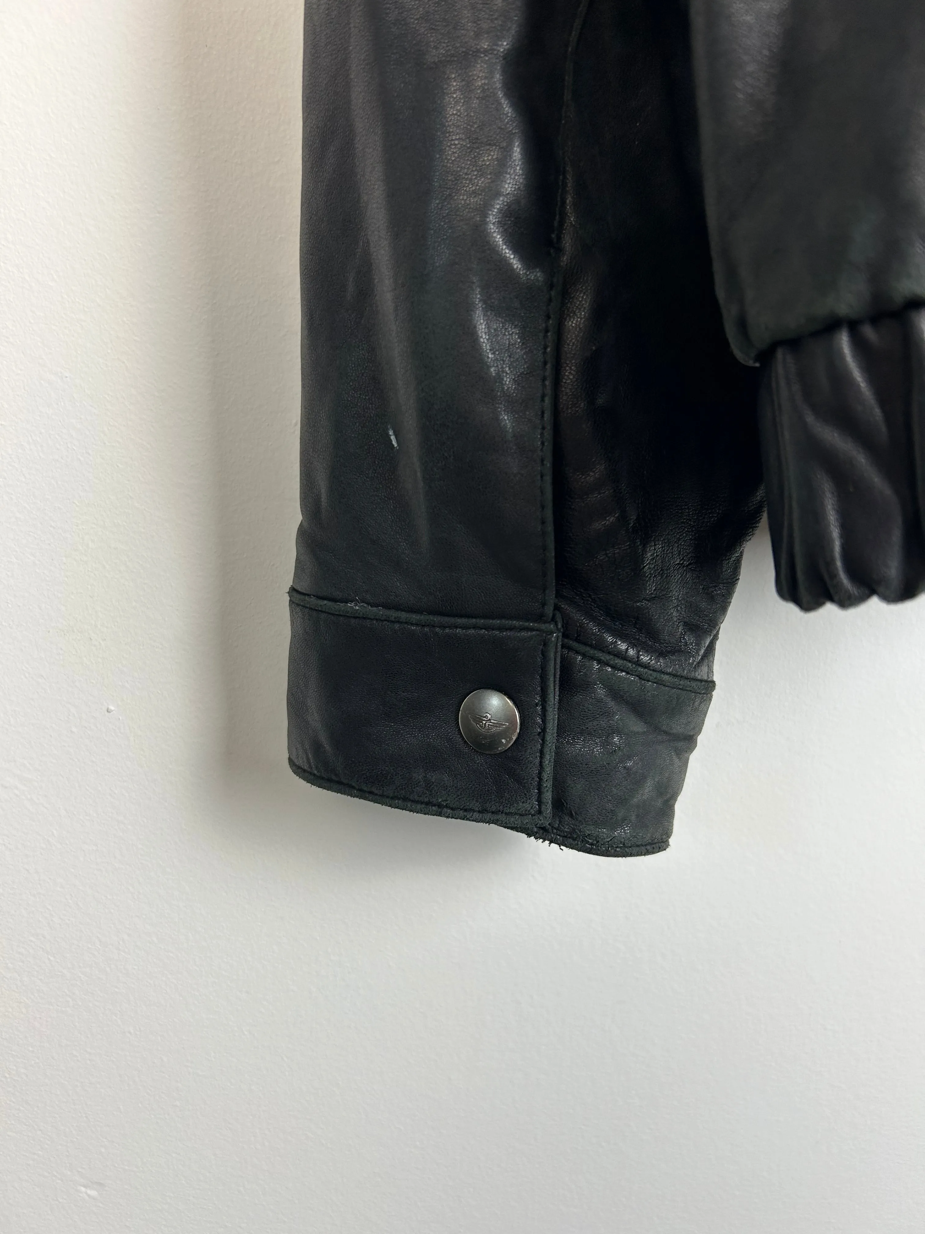 Vintage Dockers Black Leather Cropped Jacket