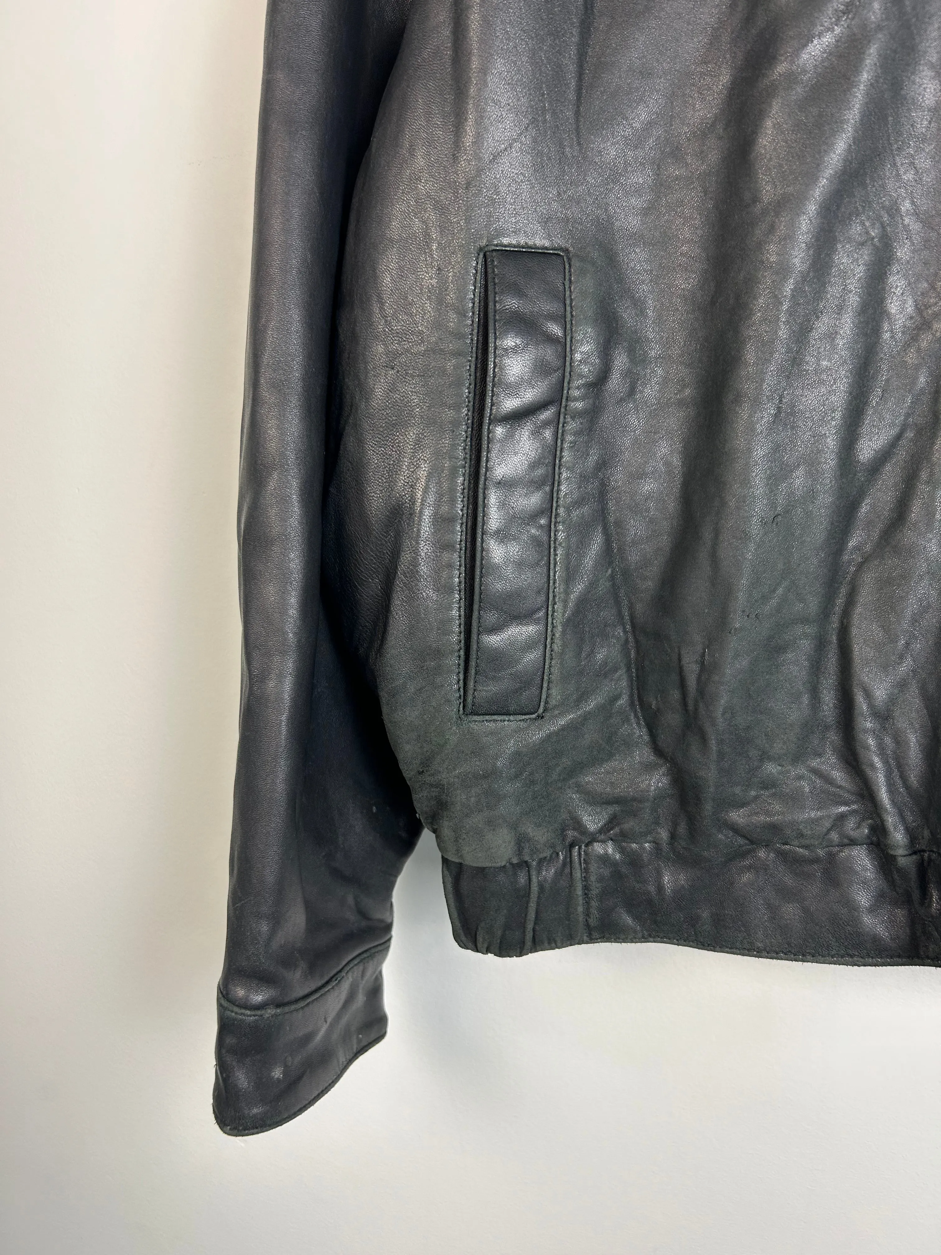 Vintage Dockers Black Leather Cropped Jacket