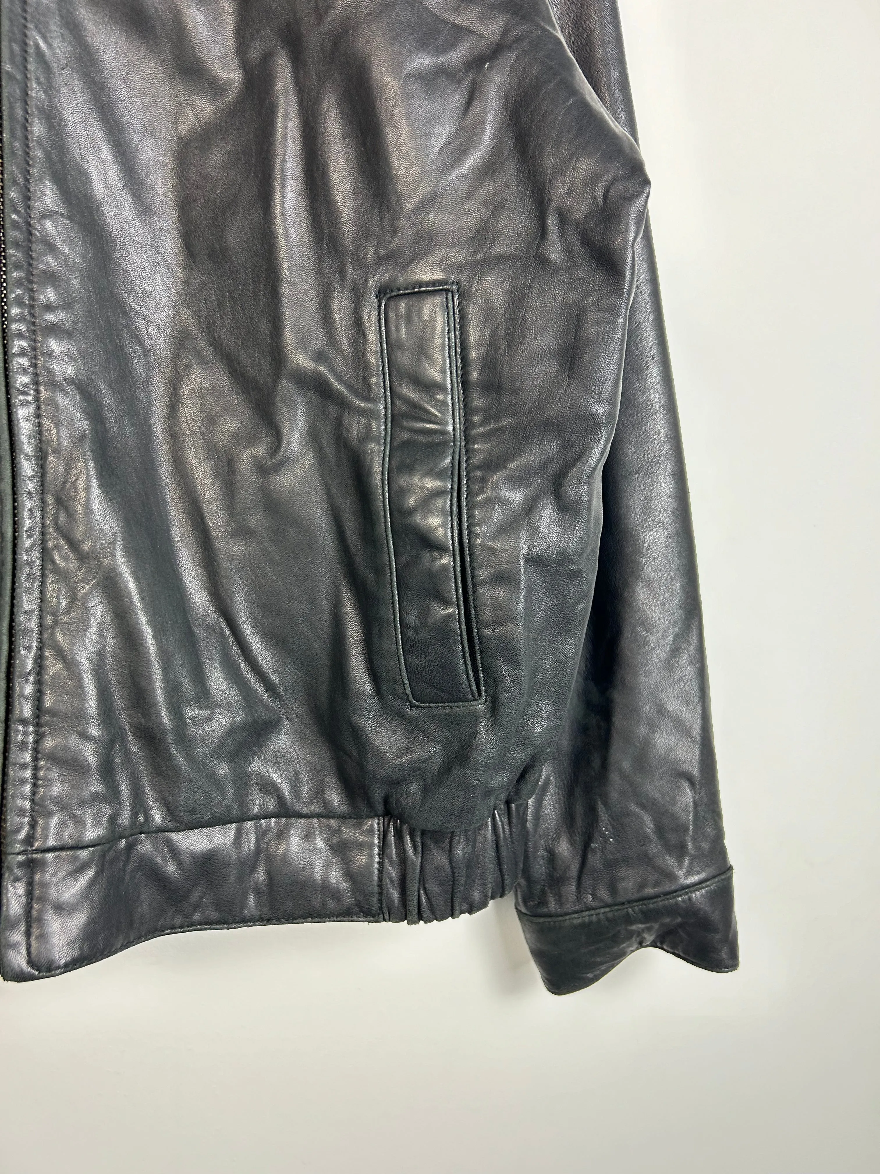 Vintage Dockers Black Leather Cropped Jacket
